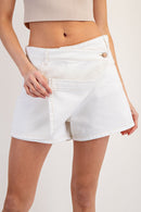 Asymmetrical White Denim Skort