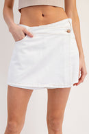 Asymmetrical White Denim Skort
