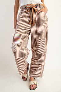 Riley Striped Barrel Pants Raspberry Caramel