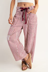 Riley Striped Barrel Pants Raspberry