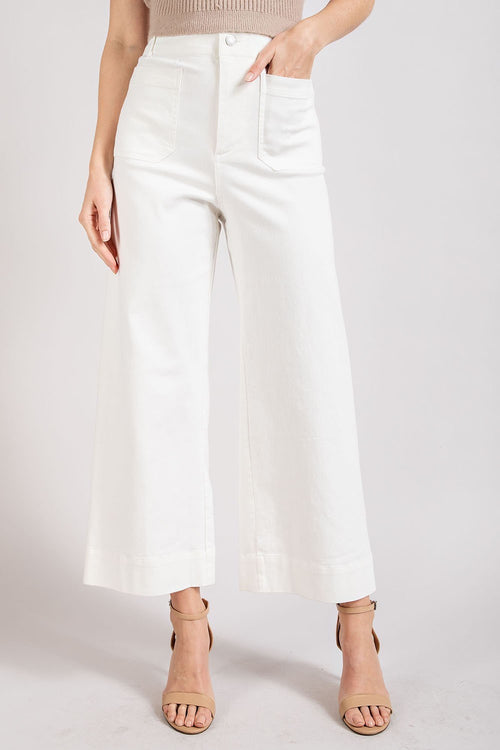 Stormy Front Pockets Wide Leg Pants White Black