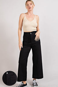 Stormy Front Pockets Wide Leg Pants White Black