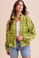 Paisley Bandana Print Jacket - Lime