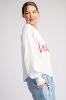 Hello Long Sleeve Sweater White