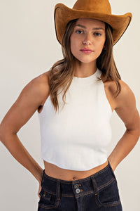Ellie Racerback Knit Crop Top White