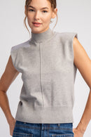 Solid Mock Padded Sleeveless Sweater