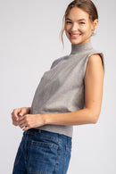 Solid Mock Padded Sleeveless Sweater