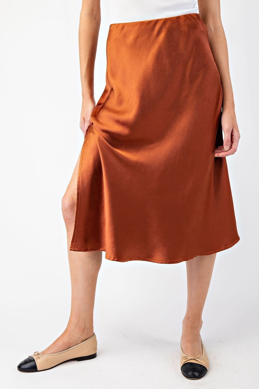 Golden Hour Satin Skirt Bronze