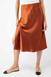 Golden Hour Satin Skirt Bronze