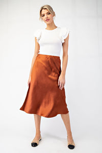 Golden Hour Satin Skirt Bronze