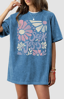 Seek Jesus Oversized Graphic Tee – Dusty Blue