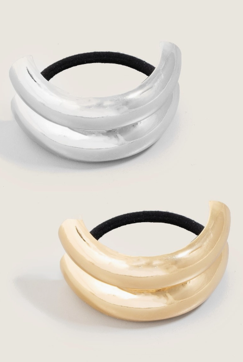 Camille Layered Cuff Hair Tie – Silver
