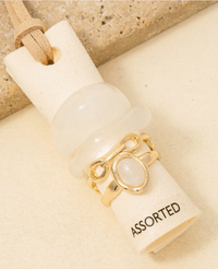 Marielle Band Ring Set - Gold/Ivory