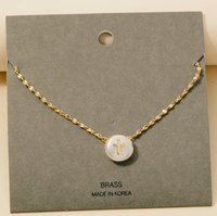 Selah Cross on Pearl Necklace - Gold