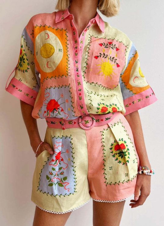 Lilly Flower Belted Shorts