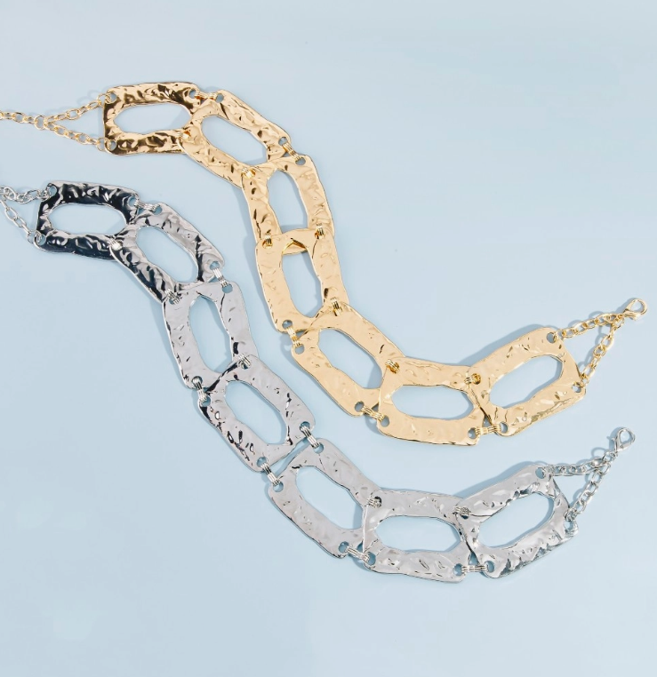 Mila Hammered Link Belt - Gold