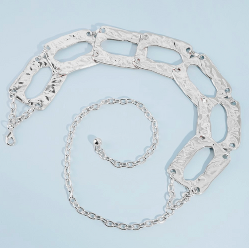 Mila Hammered Link Belt - Silver