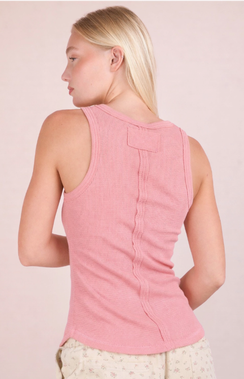 Avery Button Down Knit Tank – Blush