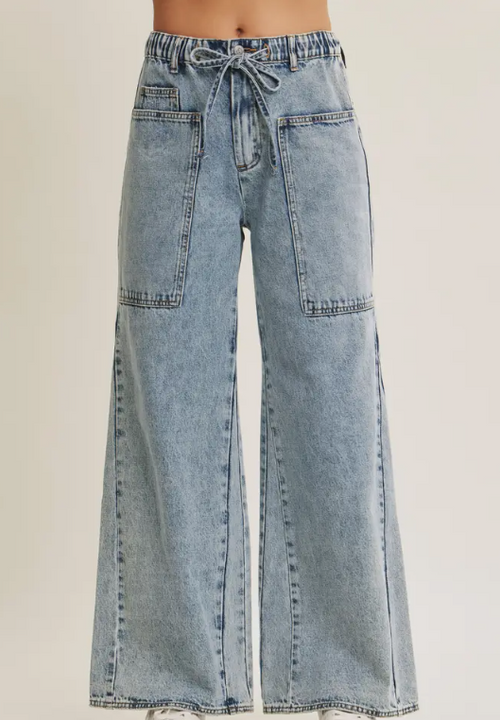 Emery Oversized Pockets Wide-Leg Jeans