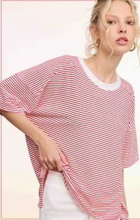 Ana Striped Top - Tomato