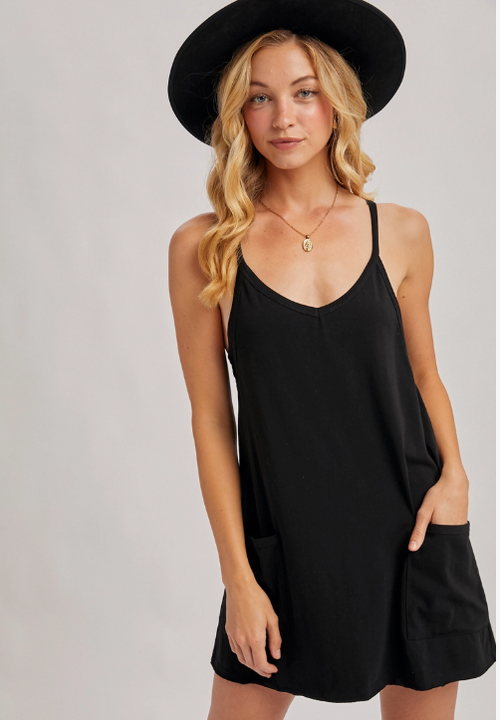 Ava Built-In Shorts Dress Black