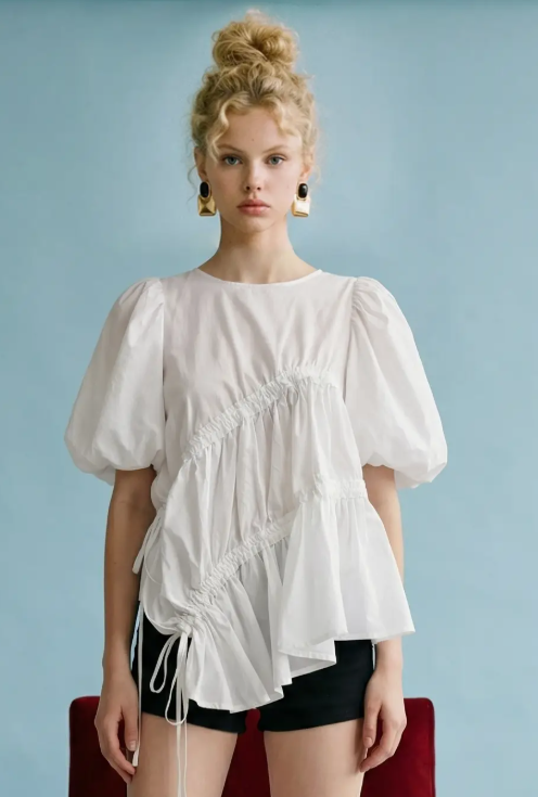 Vivienne Asymmetric Tiered Top – White