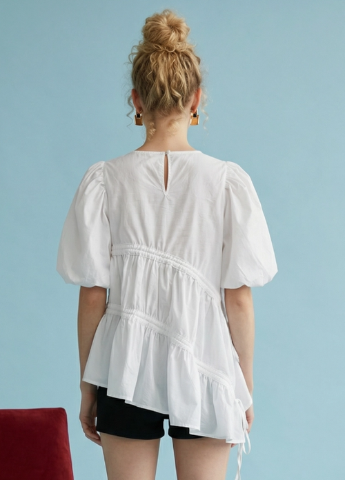 Vivienne Asymmetric Tiered Top – White