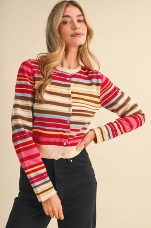Kandi Multi-Color Striped Cardigan