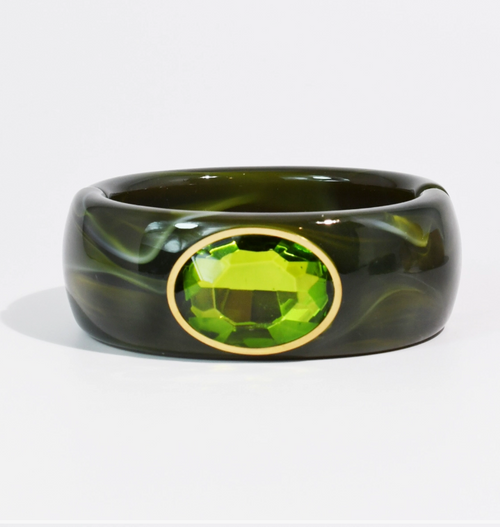 Bianca Gemstone Cuff Bracelet - Olive