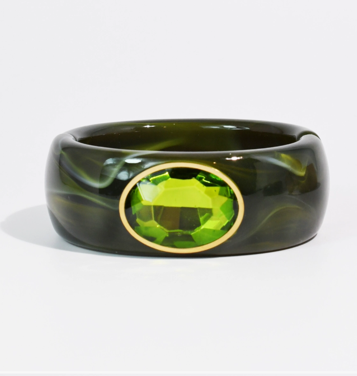 Bianca Gemstone Cuff Bracelet - Olive