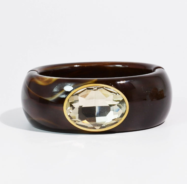 Bianca Gemstone Cuff Bracelet - Dark Brown