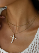 Clara Cross Necklace - Pearl