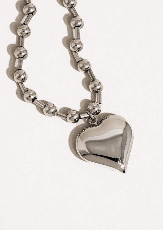 Gia Heart Necklace - Silver