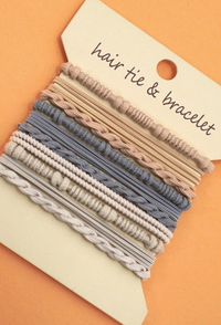 Sage Boho Hair Tie Bracelet Set – Ivory/Gray