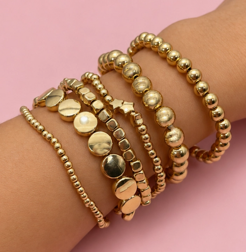 Billie Stretch Bracelet Stack - Gold