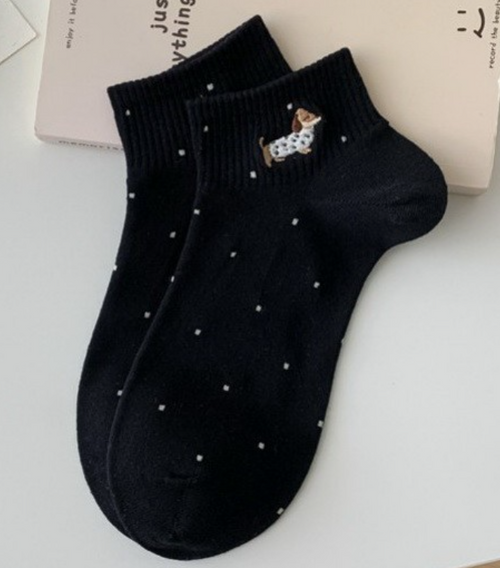 Scooter Dachshund Ankle Socks - Black