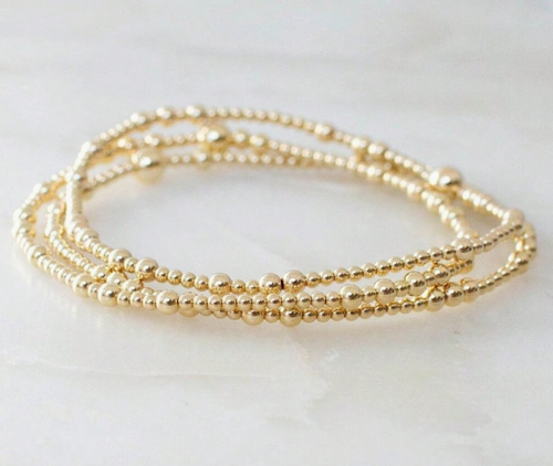 Elaine Beaded Stretch Bracelet Set - Gold