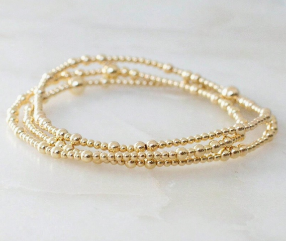 Elaine Beaded Stretch Bracelet Set - Gold