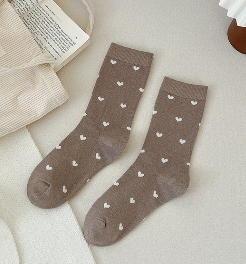 Sweetheart Crew Socks - Taupe