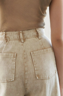 Wide-leg Washed Long Jeans Taupe