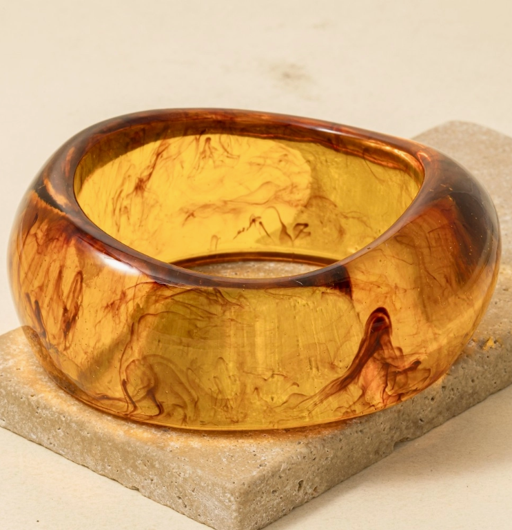 Lucia Large Marble Bangle - Brown