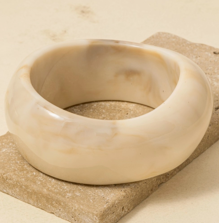 Lucia Large Marble Bangle - Ivory