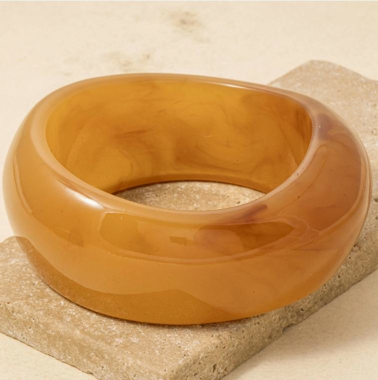 Lucia Large Marble Bangle - Khaki