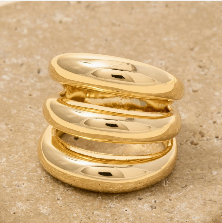 Stephanie Triple Layered Band Ring – Gold