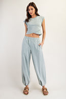 Wrapped Cropped Top Topaz Green