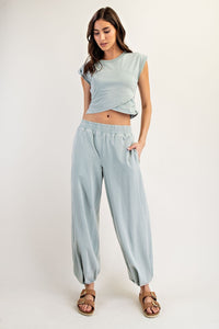 Wrapped Cropped Top Topaz Green