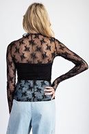 Luxe Lace Long Sleeve Top Black