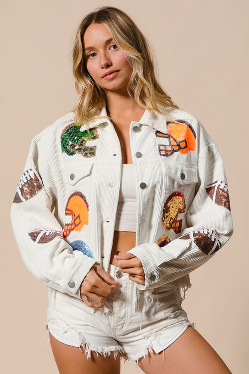 Football Corduroy Jacket Off White