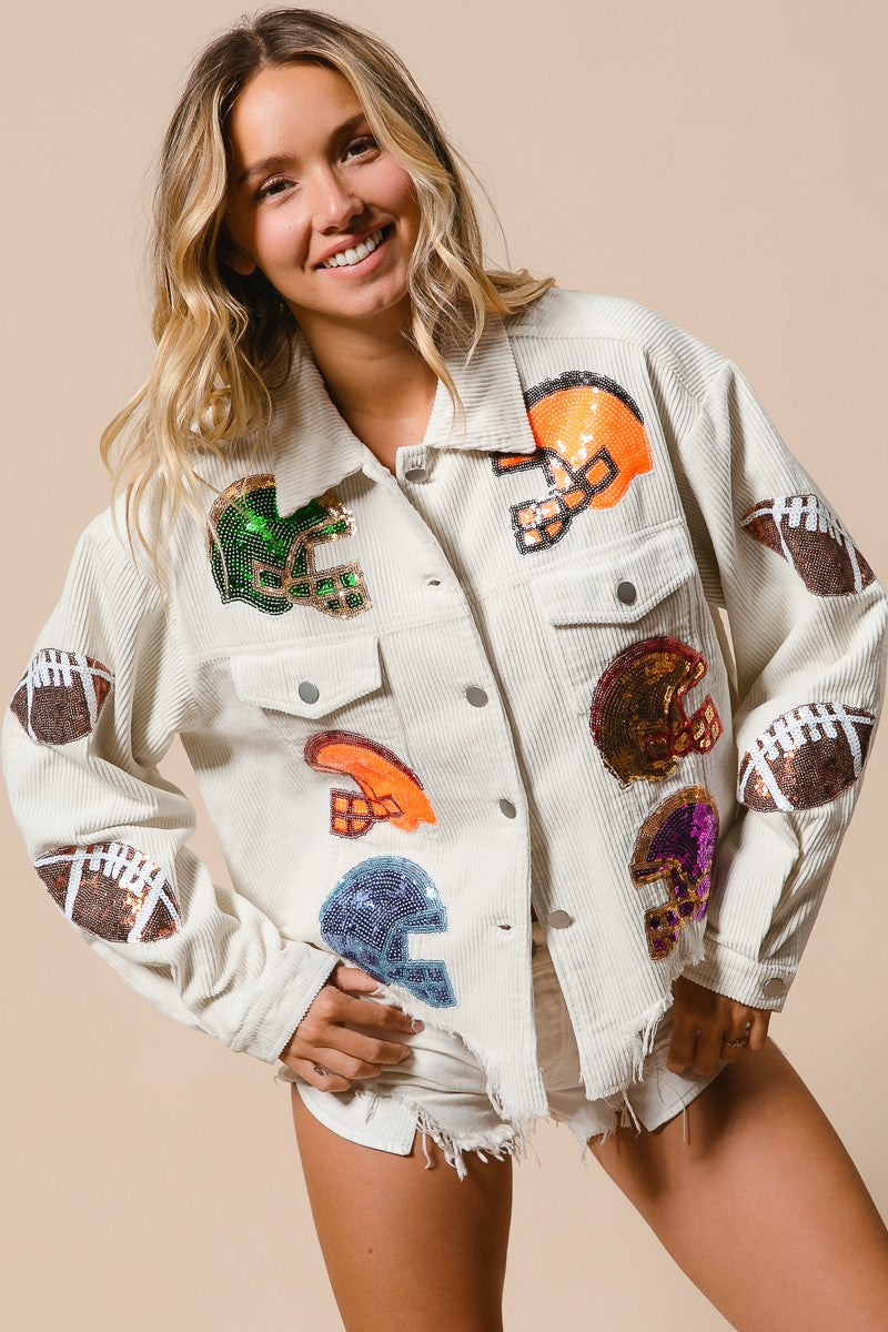 Football Corduroy Jacket Off White