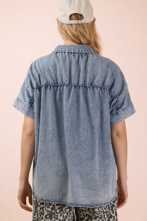 Kamelia Mineral-Washed Chambray Shirt